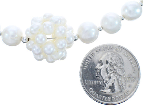 Genuine Sterling Silver Fresh Water Pearl Bead Necklace KX120901